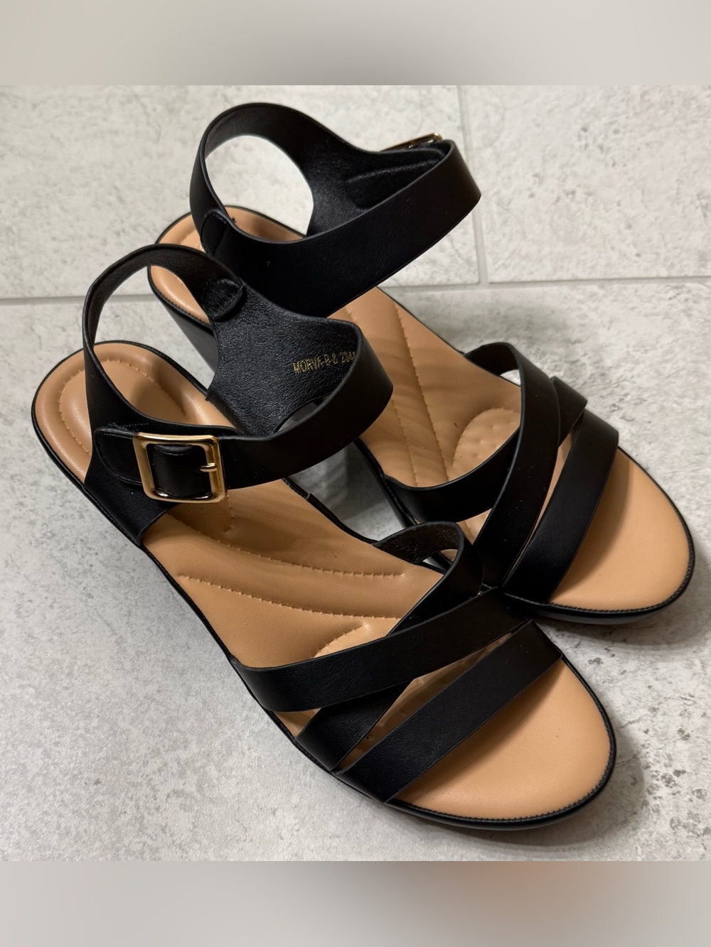 Spring Step Black Strappy Buckle Sandals